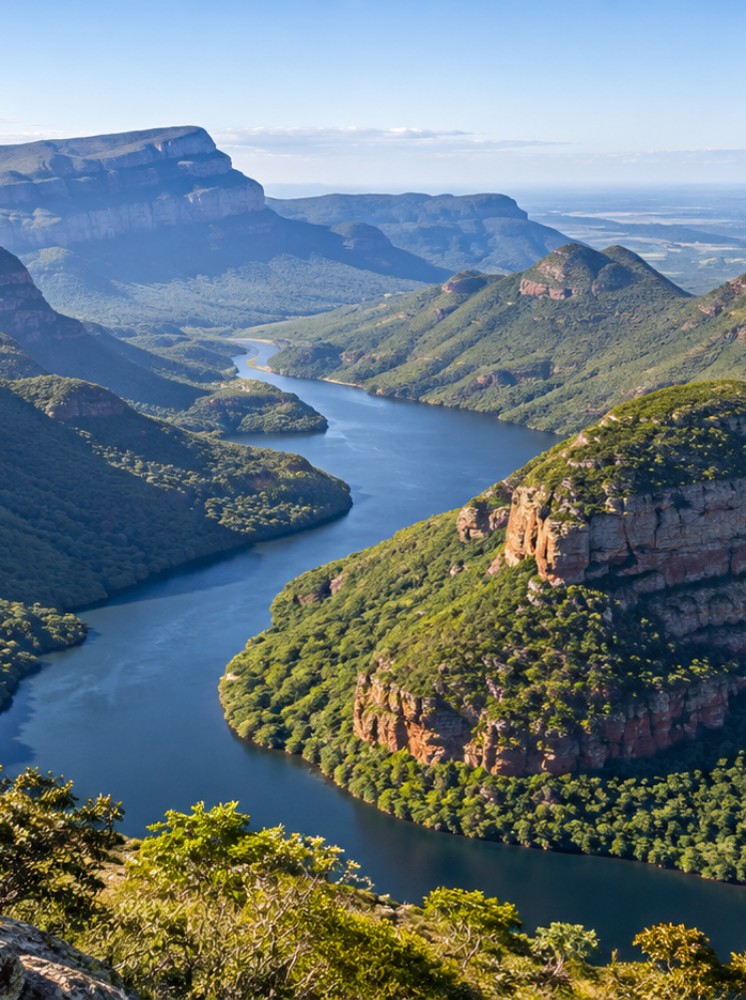 Blyde River Canyon winding through the Lowveld mountains.